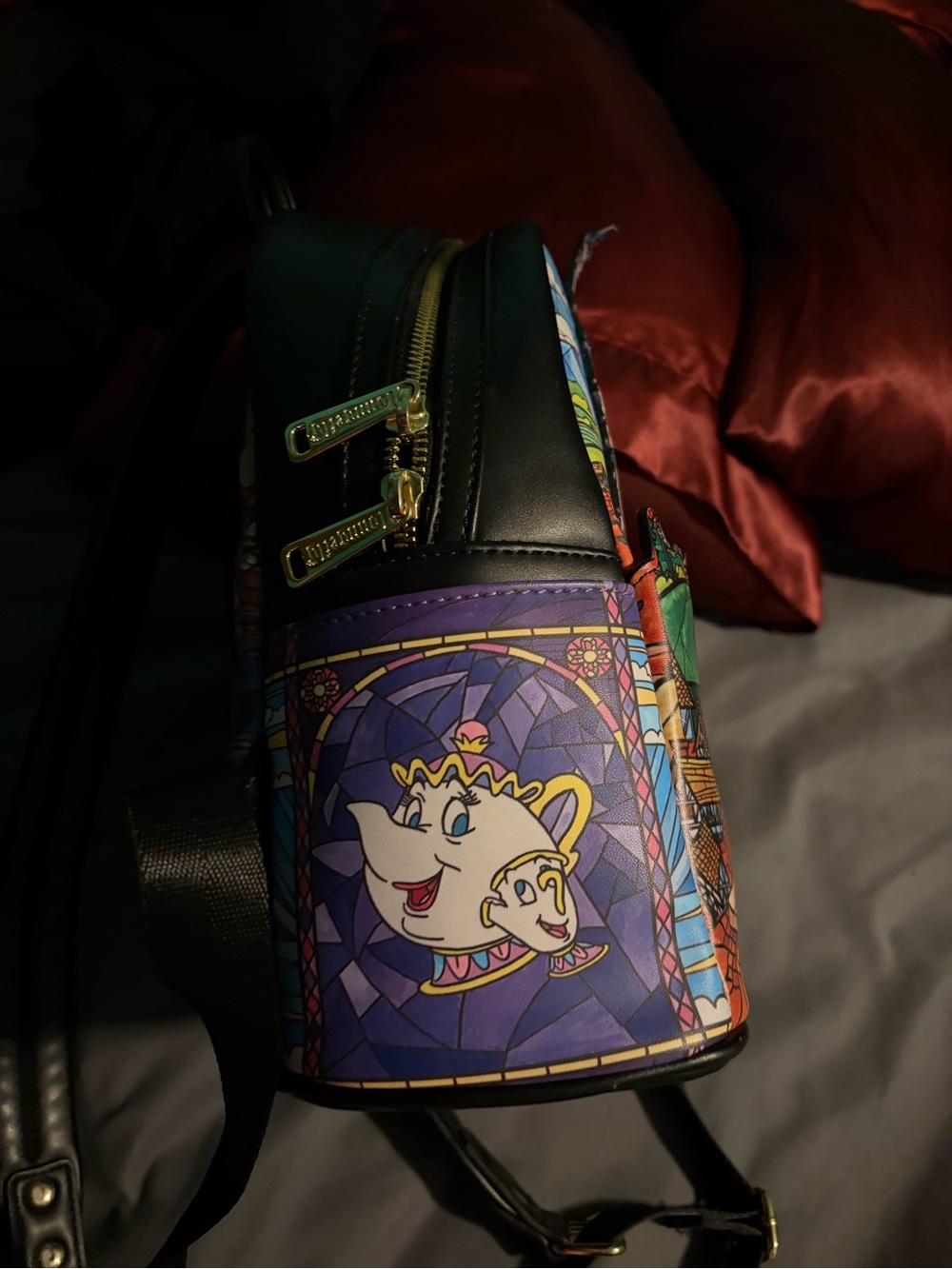 Disney Loungefly Beauty and the Beast Stained Glass Mini Backpack - Multicolor - Picture 3 of 12